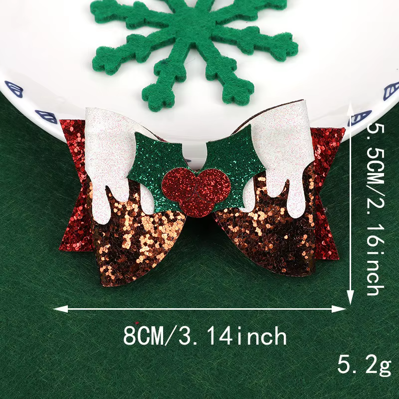 Nœuds de cheveux à paillettes du père noël, 4 pièces, gros pince de noël pour enfants, accessoires s