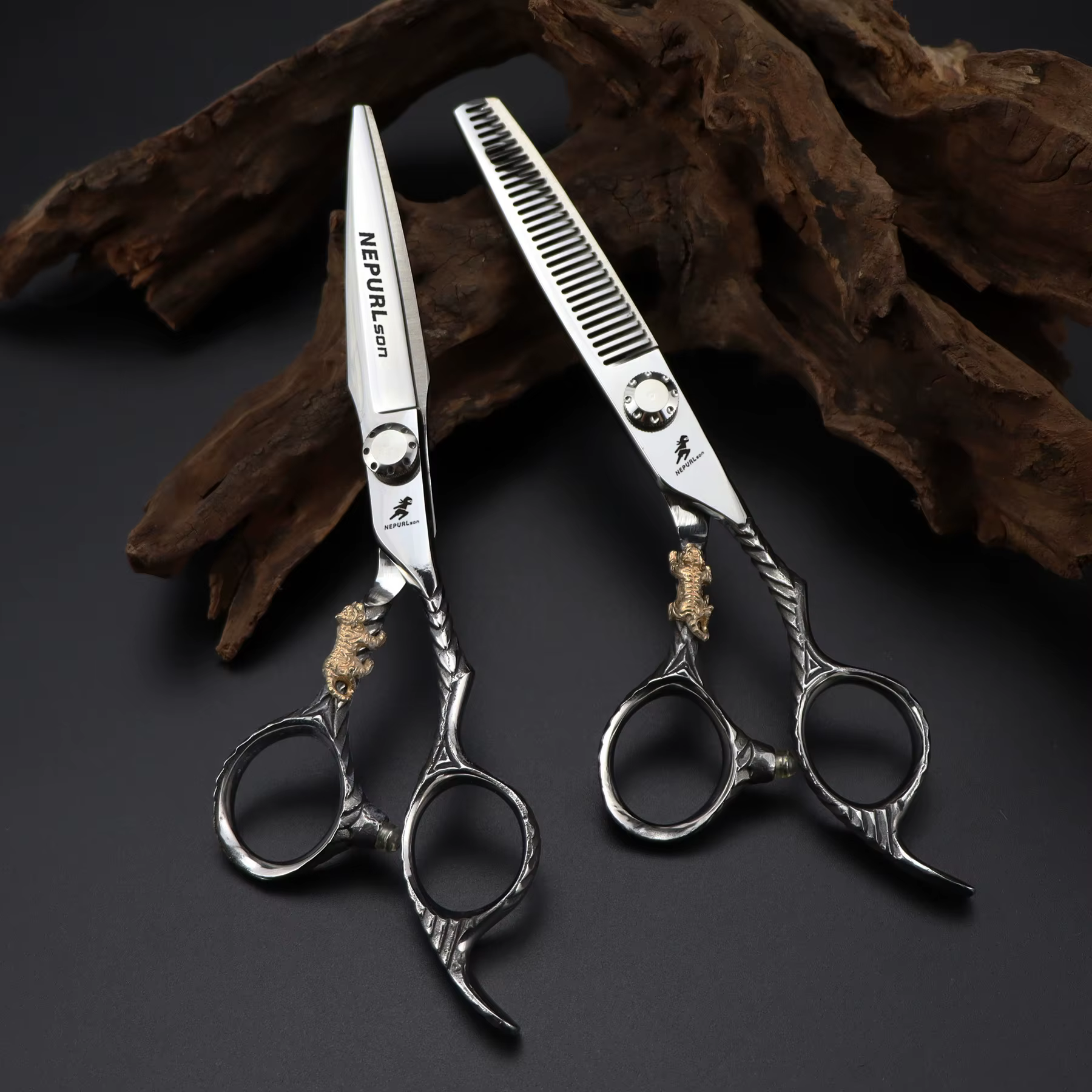 Nepurlson 6 pouces 440C acier inoxydable professionnel ciseaux à cheveux barbier coupe ciseaux ensem