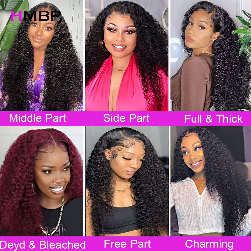 Perruque Lace Frmeds Wig 250 Remy brésilienne, cheveux crépus bouclés, 13x6, pre-plucked, sans colle