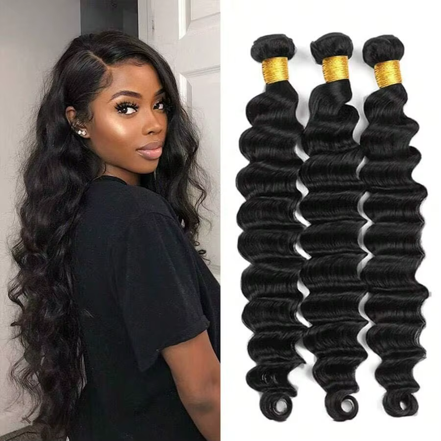 Extensions de cheveux humains brésiliens Remy vierges, ondulés profonds, épais, double trame, couleu