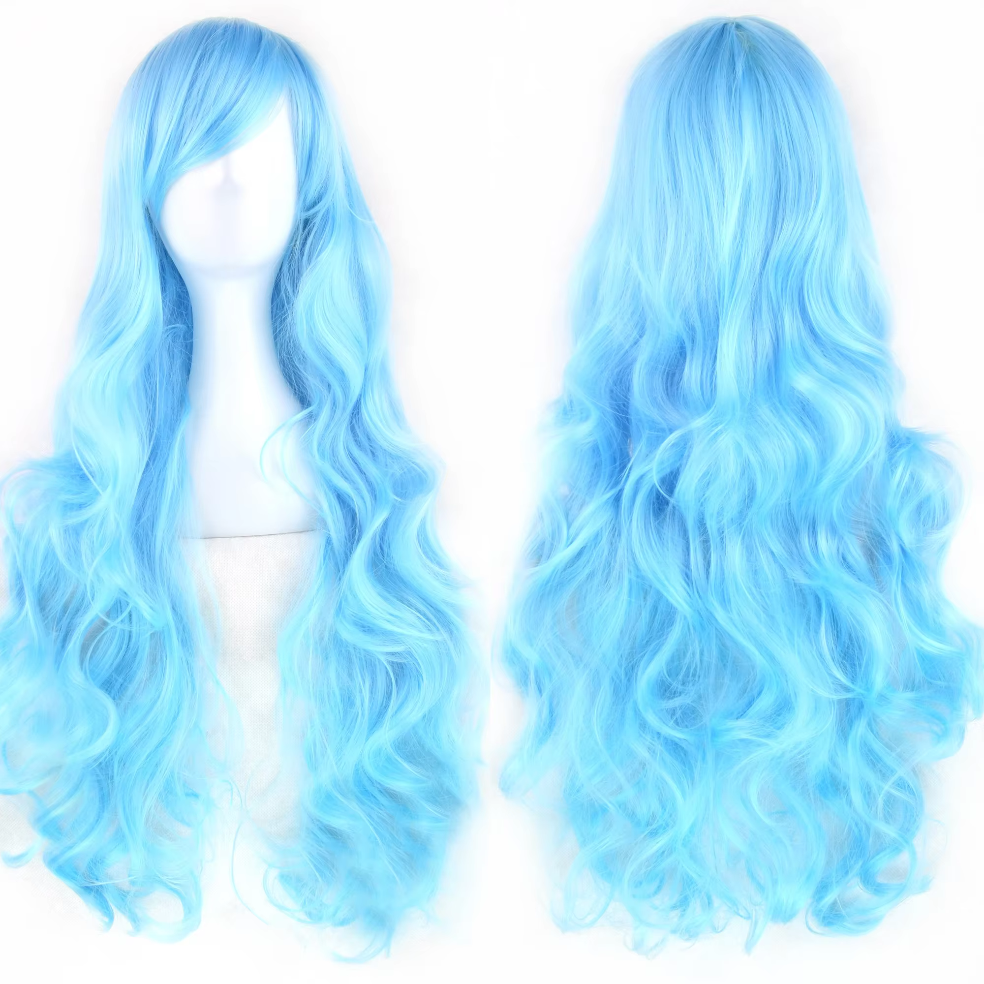 Soowee cheveux synthétiques longs bouclés perruque verte postiche rose noir fête cheveux Cosplay per
