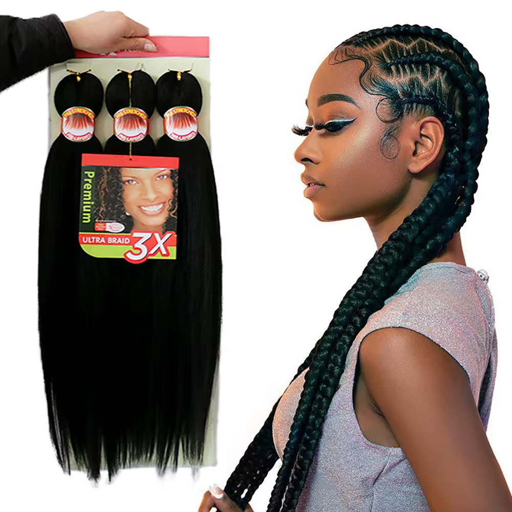 Tressage cheveux pré-étiré 26 pouces 3 paquets Yaki tressage cheveux pour tresses réglage de l'eau c