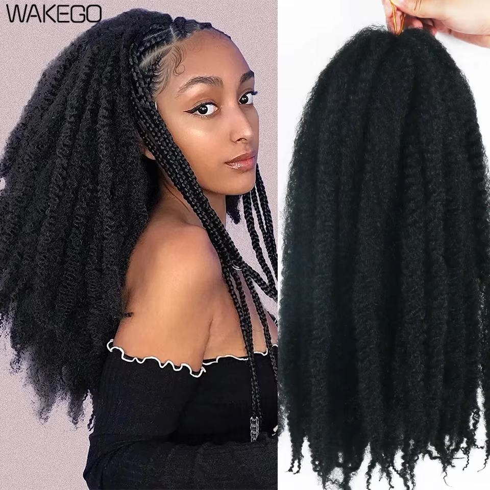 Marley Meche Afro Kinky Tressage Cheveux 18 pouces Synthétique Crochet Marly Twist Tresses Extension