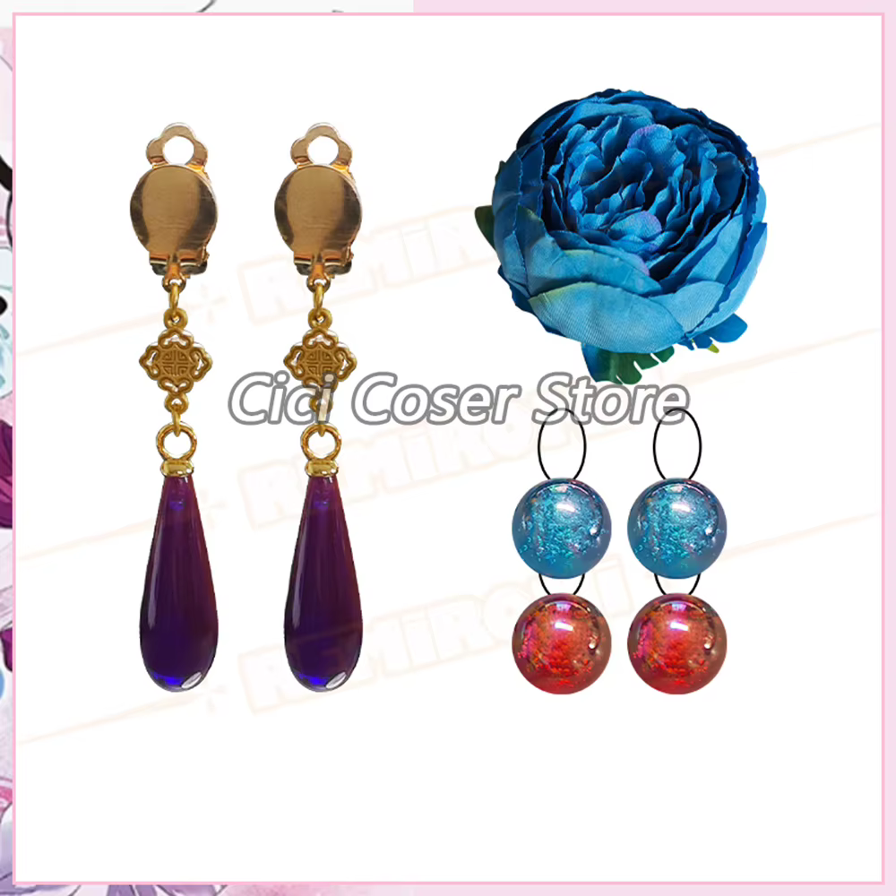Perruque de Cosplay Maomao The Apothecary Diaries, cheveux longs verts, boucles d'oreilles Mao Mao, 