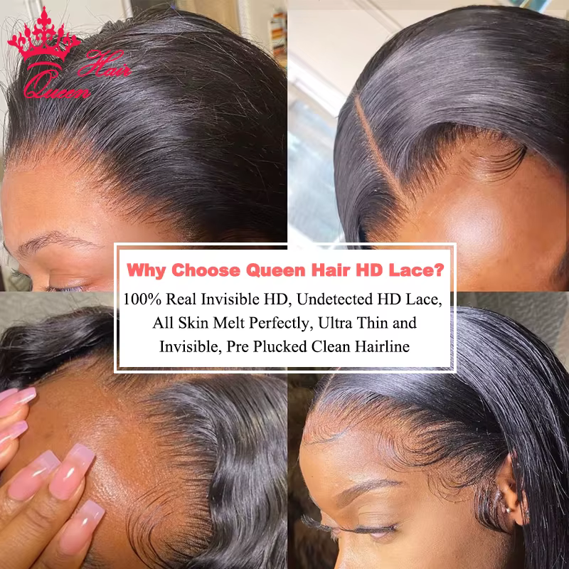 Queen Hair Bone Straight Real HD Lace Double Drawn FULL END Vietnamese Raw Hair Straight Pre Plucked