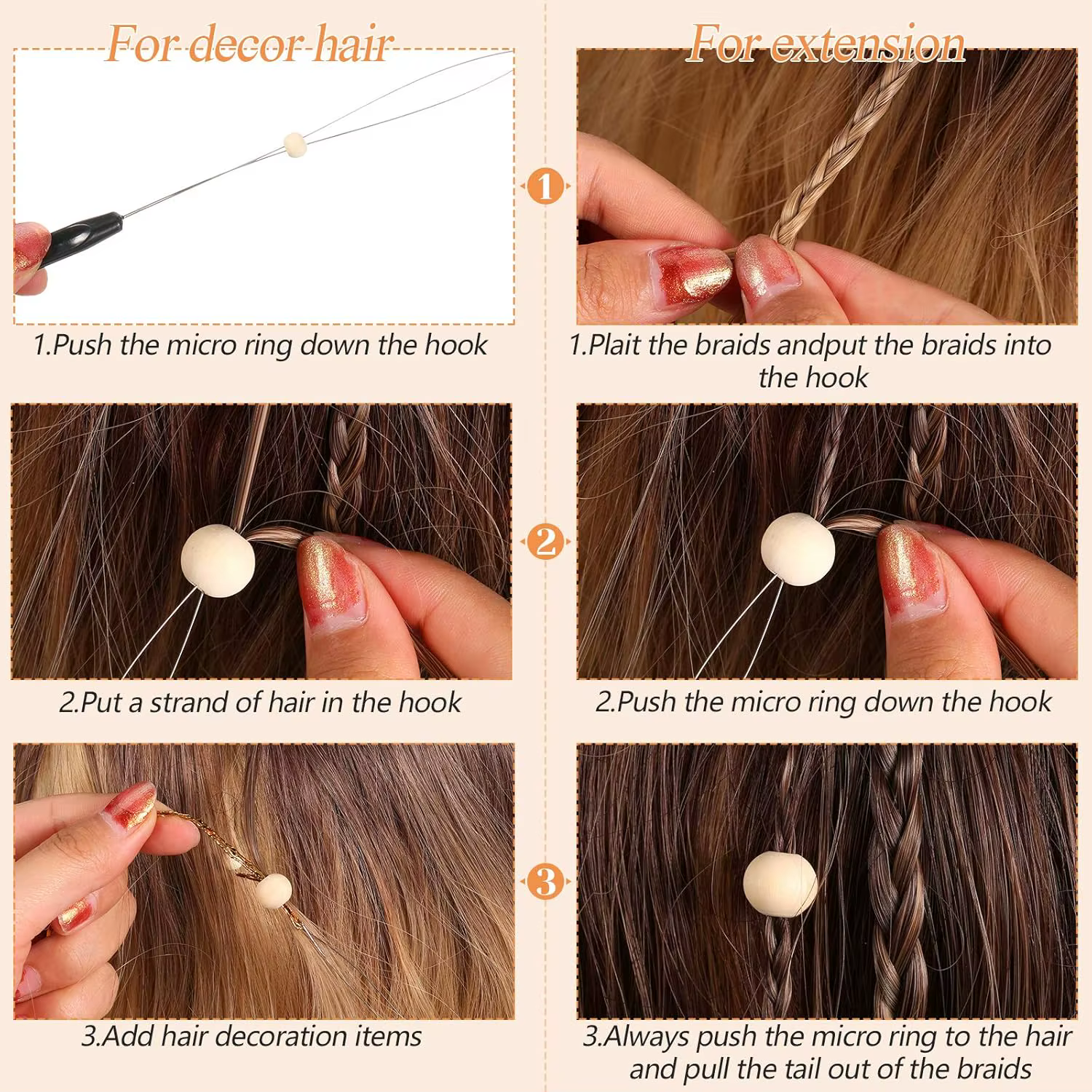 100 pièces outils d'extension de cheveux et outil de dispositif de perles pour les fournitures d'ext