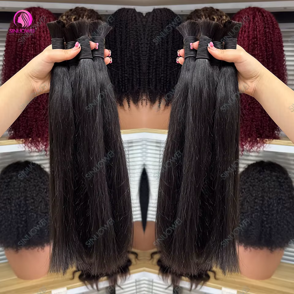 3 paquets tressage en vrac 100% cheveux humains os droit non transformés Extensions de cheveux humai