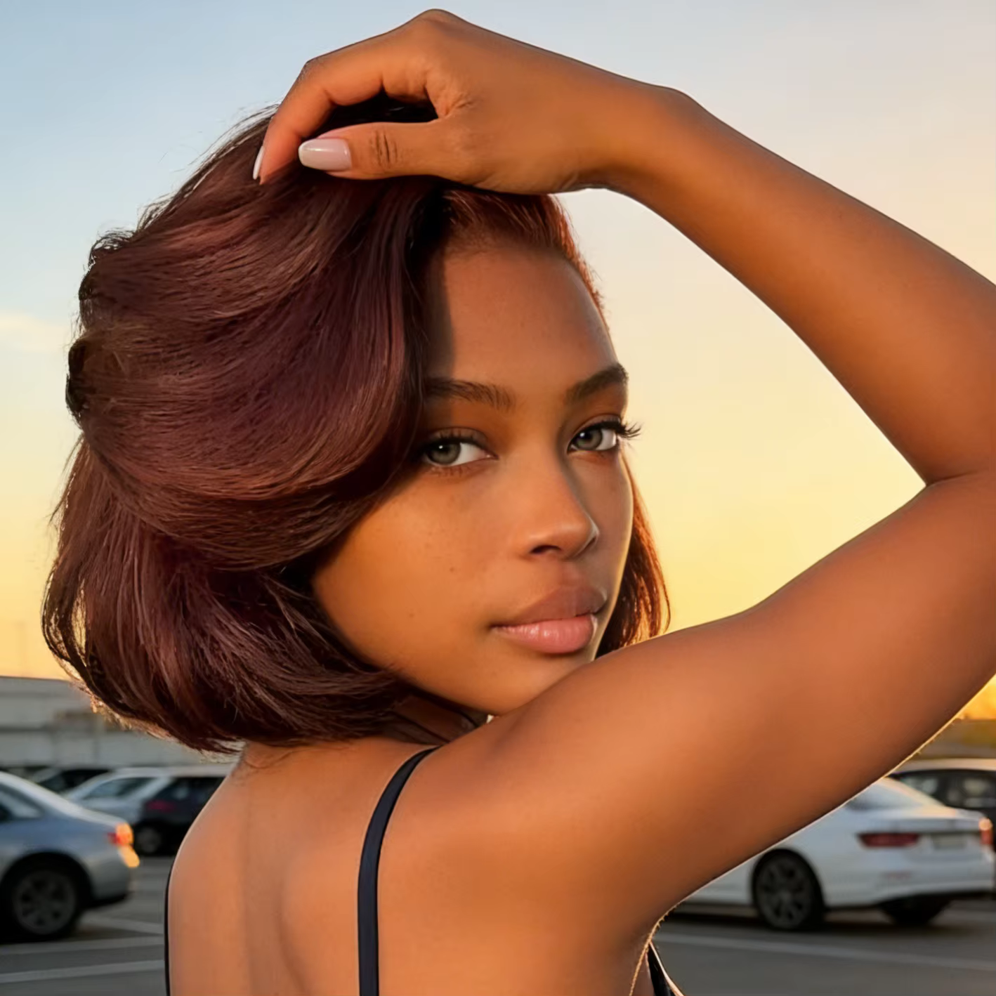 9x6 Sans Colle Dentelle Couché Cheveux Humains Perruques Rougeâtre Brun Brésilien Rebondissement Wav