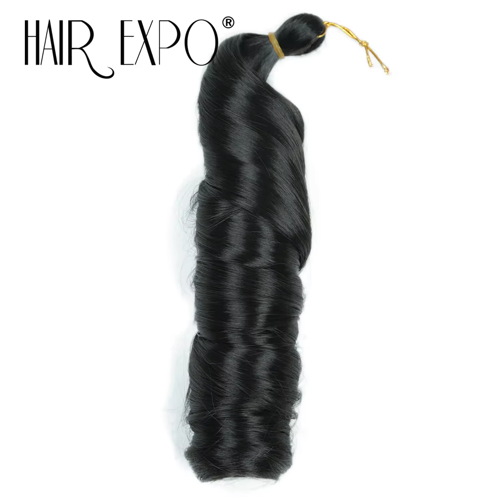 Boucles françaises tressage Extensions de cheveux cheveux synthétiques vague lâche spirale Curl tres