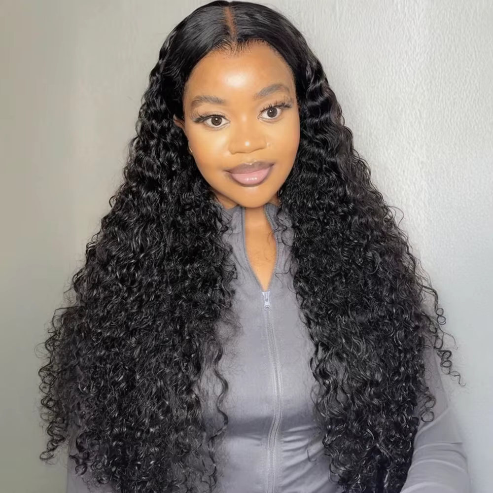 Perruque en cheveux humains 13x6 HD Lace Front Deep Wave, noir naturel, densité 200, pré-épilée, lig