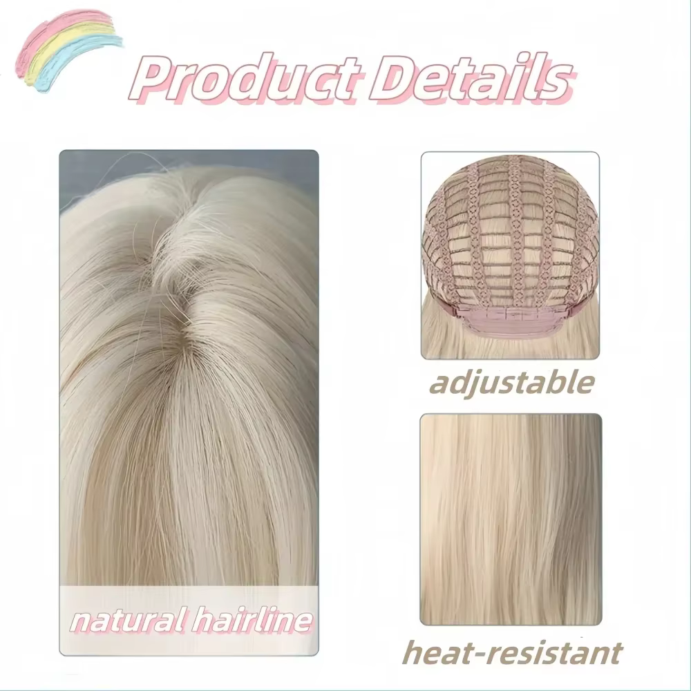 Ashely perruque blonde blanche pour femmes cheveux longs ondulés perruques blanches résistantes à la