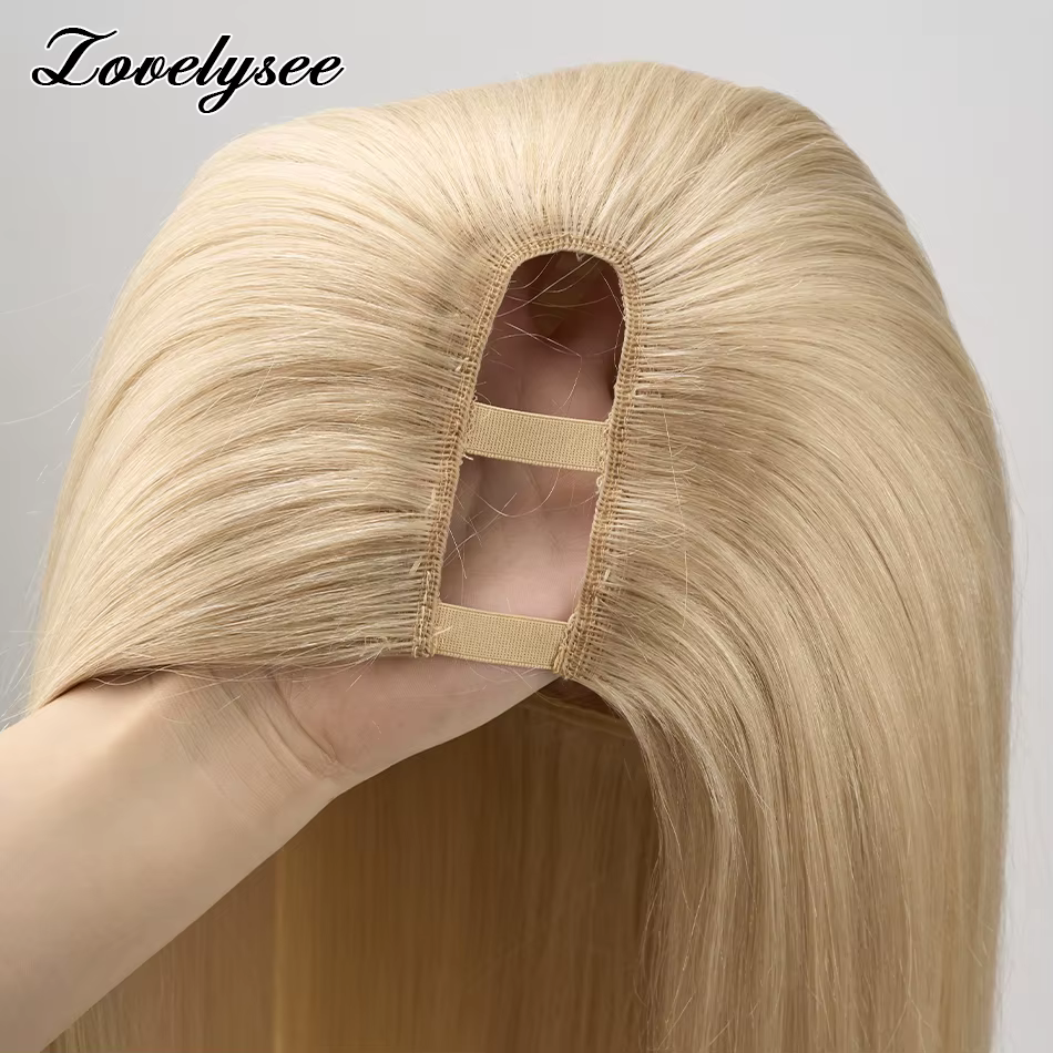 Perruques droites en U pour femmes, cheveux humains brésiliens, perruque en forme de U, sans laisser