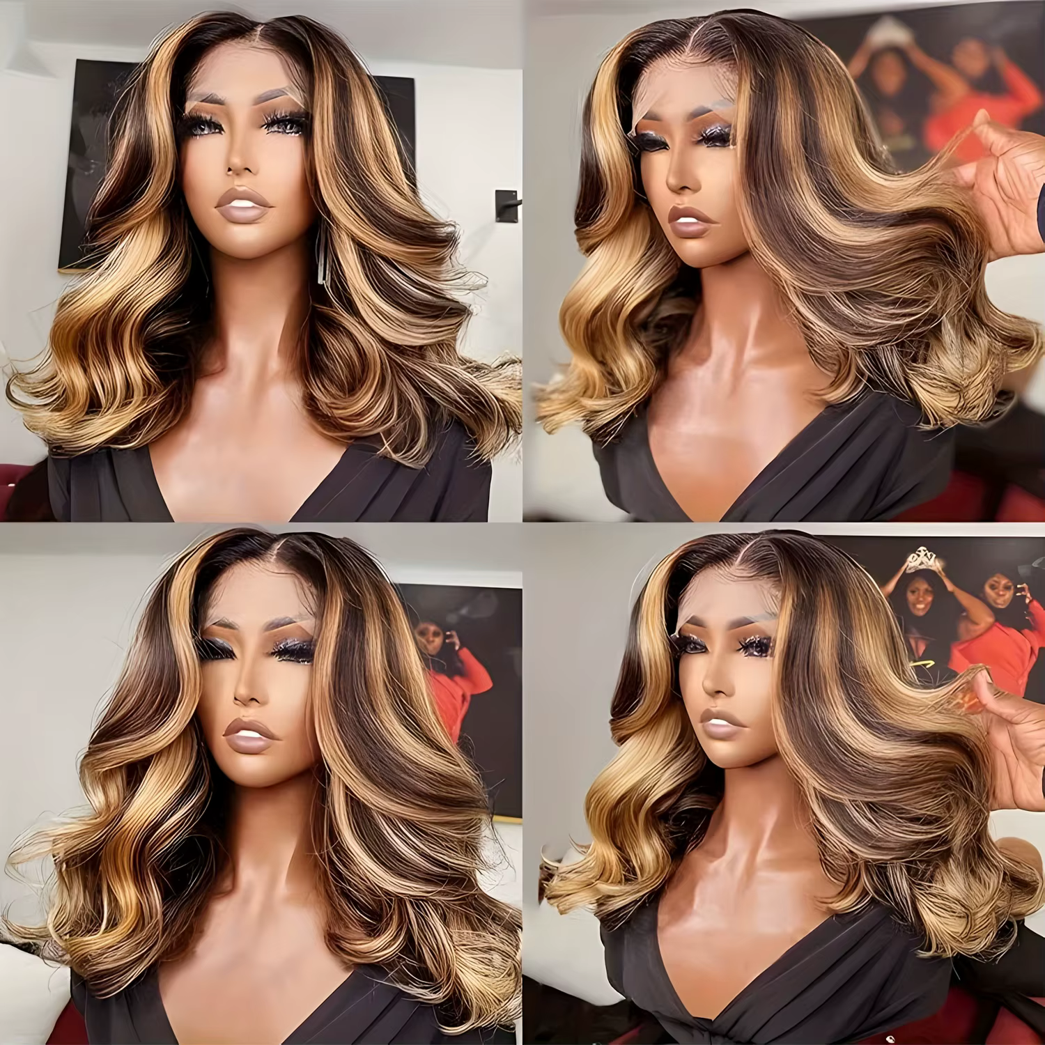 Perruque Brésilienne Naturelle avec Cheveux Vierges, Courts, Bob, Densité 200, Balayage, Vague de Co