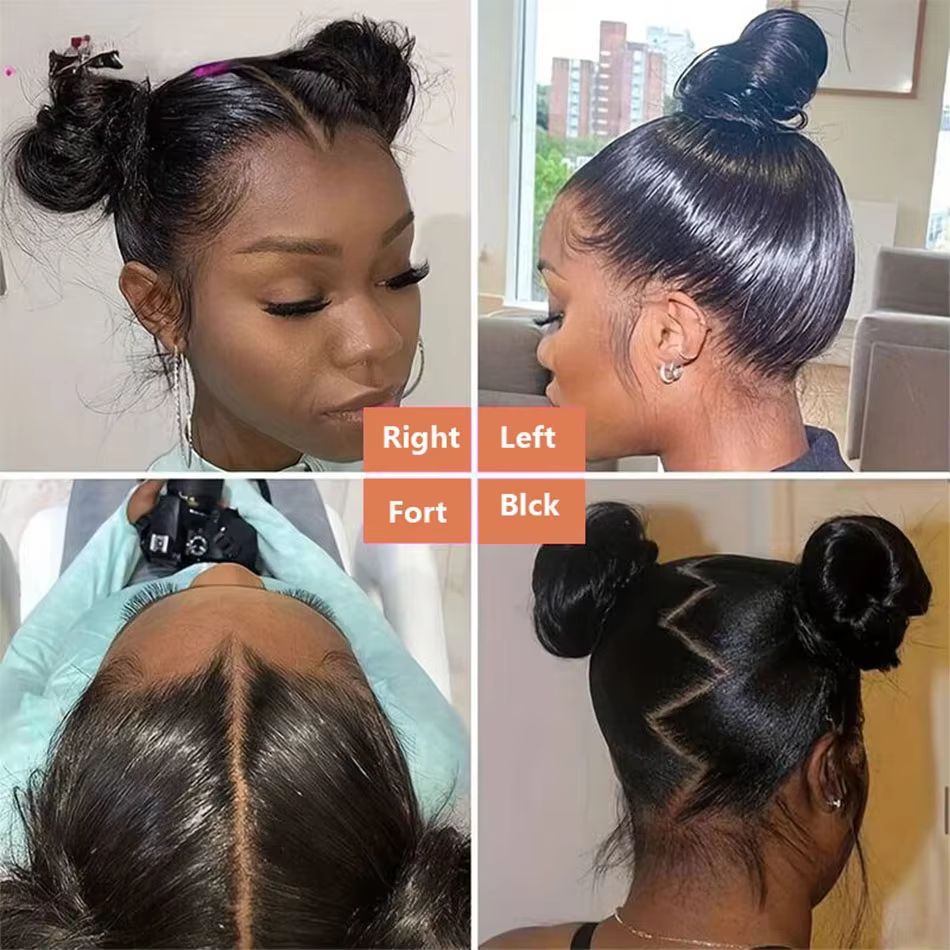 30 pouces naturel noir 360 dentelle avant droite perruques de cheveux humains 360 HD transparent ple