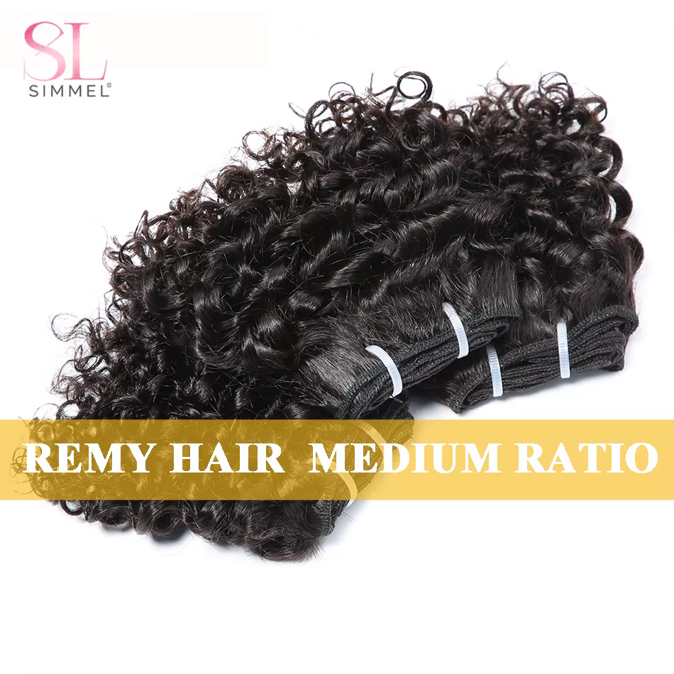 Tissage en lot naturel indien Remy, cheveux courts crépus bouclés, Extensions de cheveux humains, co