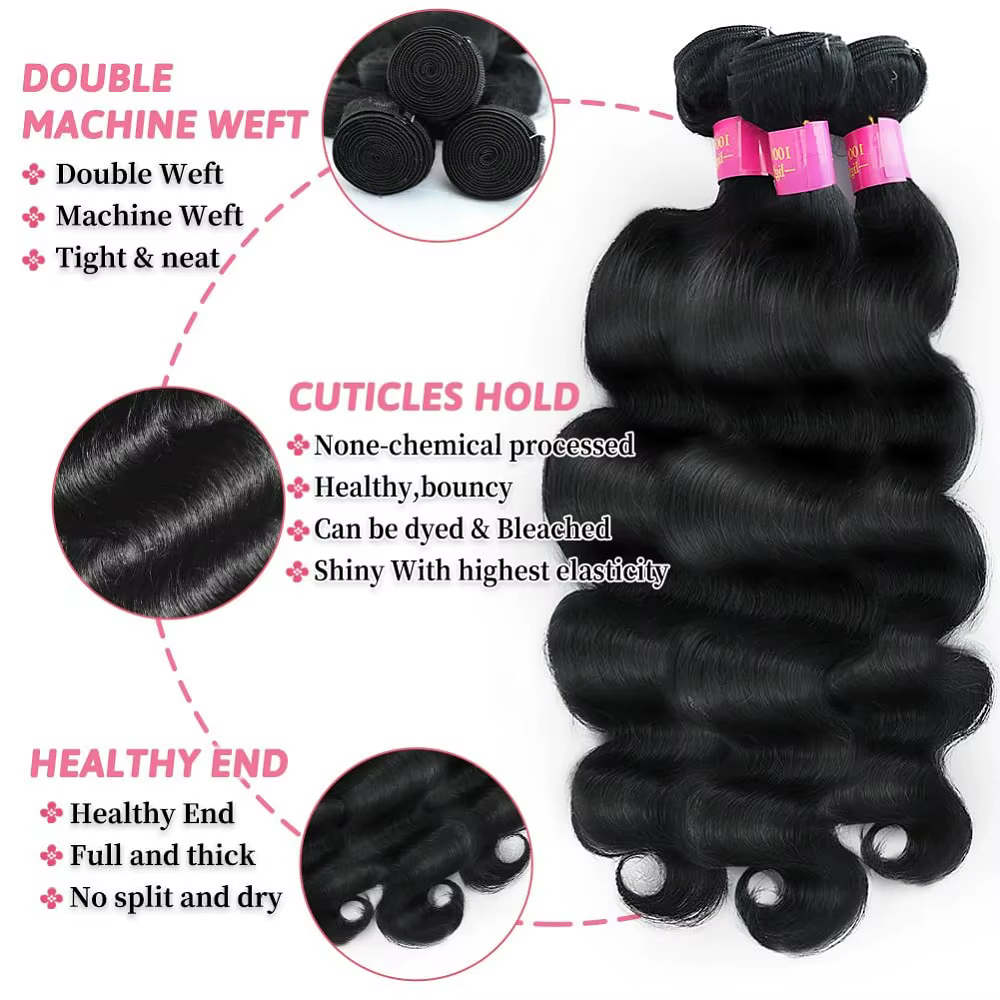 Extensions de cheveux humains naturels ondulés pour femmes, lots de 1/3/4 pièces, extensions de chev