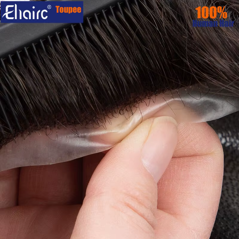 Premium Durable noué Microskin mâle prothèse de cheveux 0.12MM hommes prothèse capillaire hommes per
