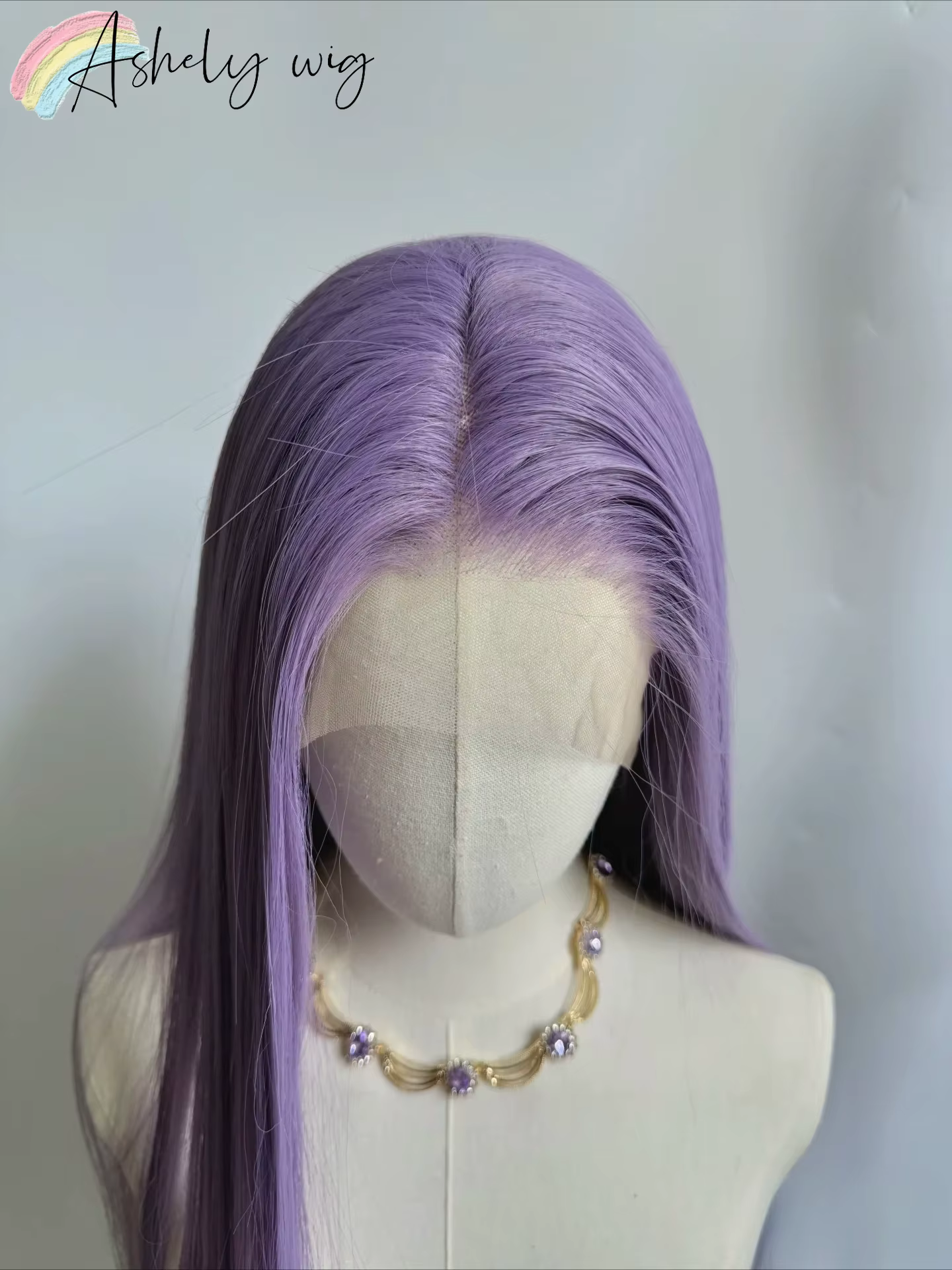 Ashely perruque violet clair spécial gris-violet dentelle avant perruques 26 pouces longue droite 13