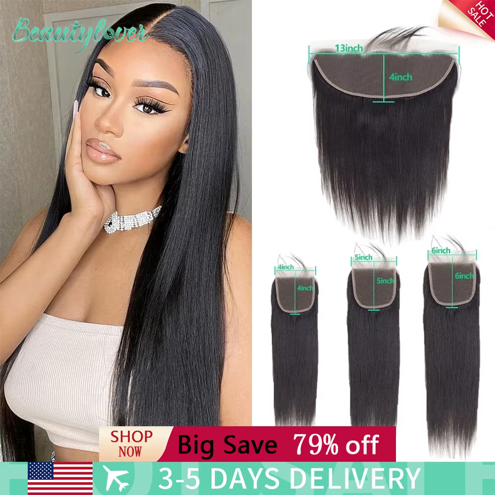 13x4 cheveux humains dentelle frontale seulement dentelle transparente 4x4 6x6 5x5 fermeture de dent