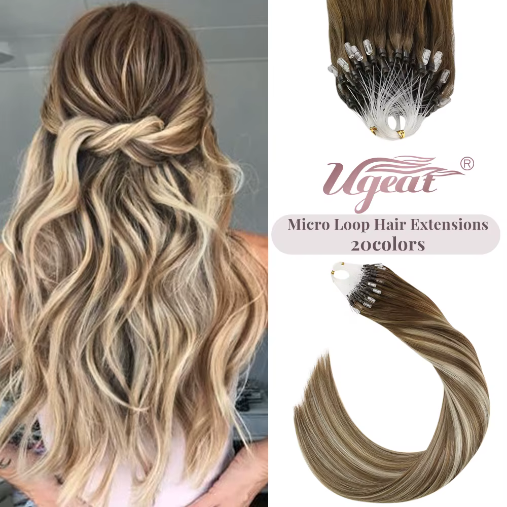 Ugeat Microlink-Extensions de Cheveux Humains, 14-24 Pouces, Vrais Cheveux Humains Naturels, 1g/1s 1