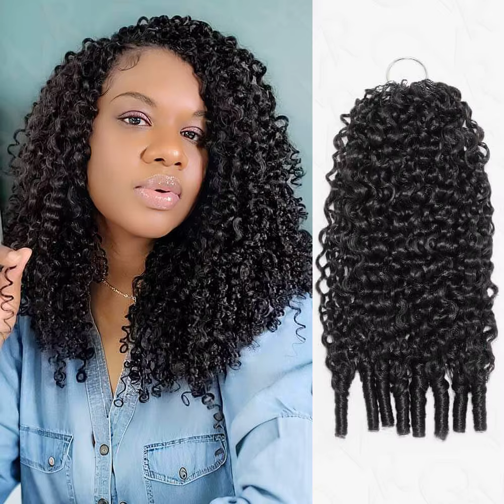 Extensions de tresses au Crochet en plumes bouclées birmans de 3e génération, Extension bouclée brun