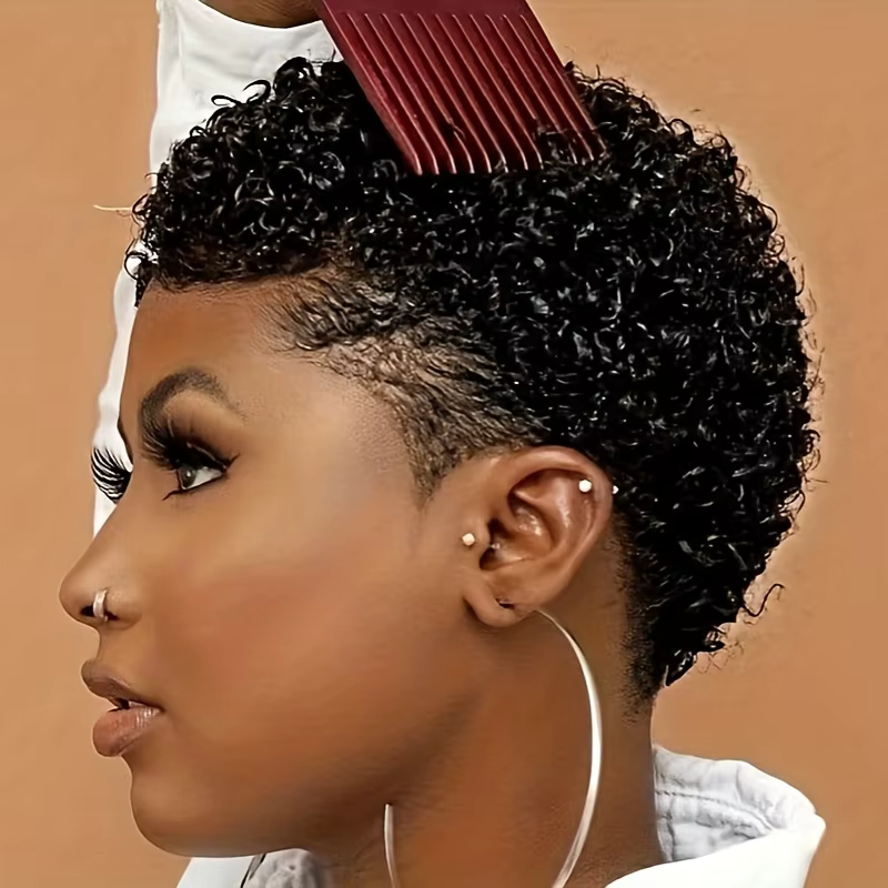 Perruques courtes afro bouclées en cheveux humains pour femmes, coupe pixie, perruque courte à ondul