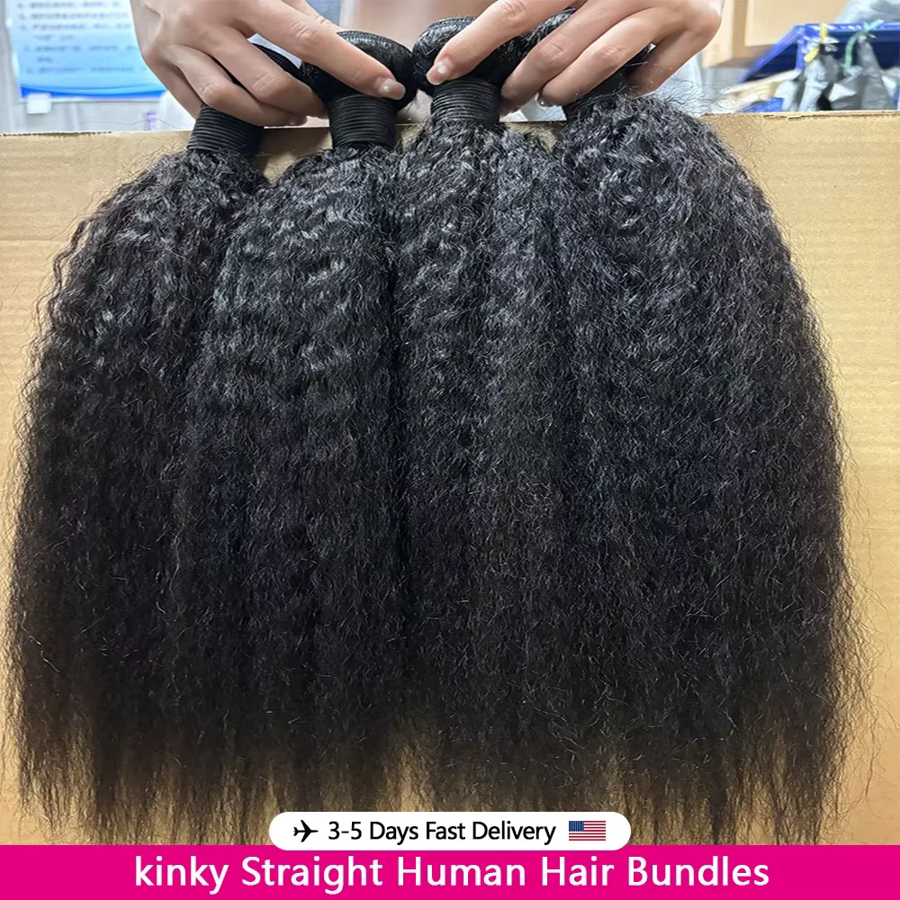 12A Kinky Straight Tissage Humain Haïr 20 22 24 Tissage Lot Brésilien Yaki Straight 100 Humain Hair 