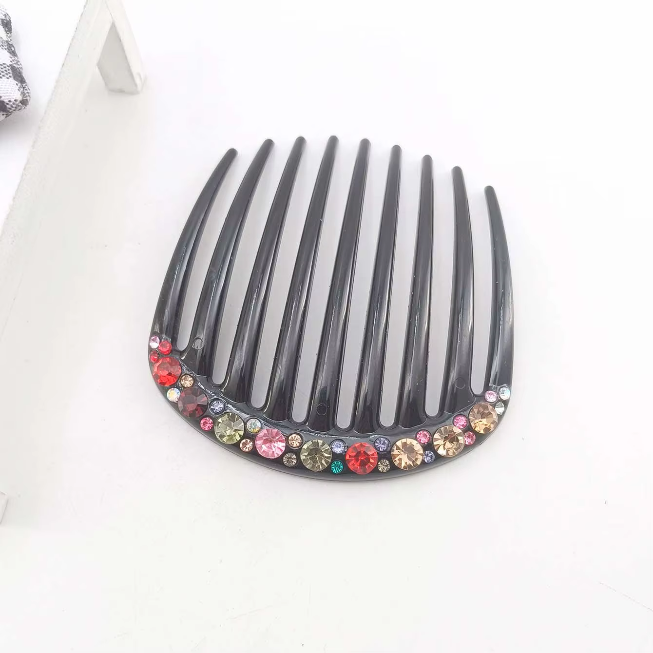Peigne à cheveux en strass à 9 dents, élégant, pour coiffer les franges, avec maintien sécurisé, pou