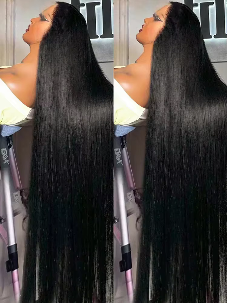 200 densité 40 42 pouces os droit 13x6 HD dentelle frontale perruques de cheveux humains brésilien T