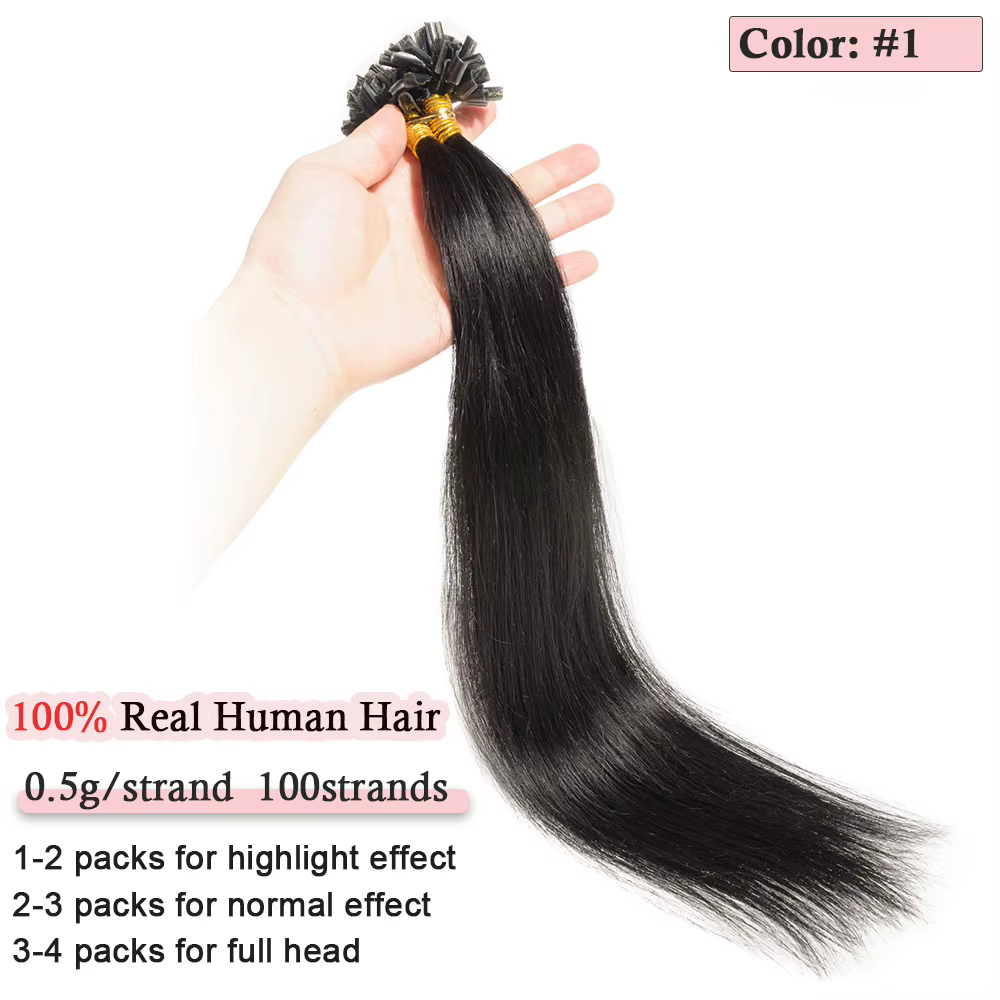 SEGO-Extensions de cheveux en U, vrais cheveux naturels, extensions de bouts d'ongles, extension de
