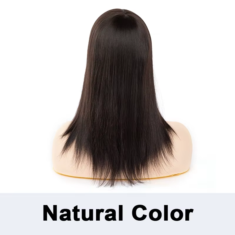 Perruques de cheveux humains pleine PU cheveux noirs naturels perruques de femmes 180% densité perru