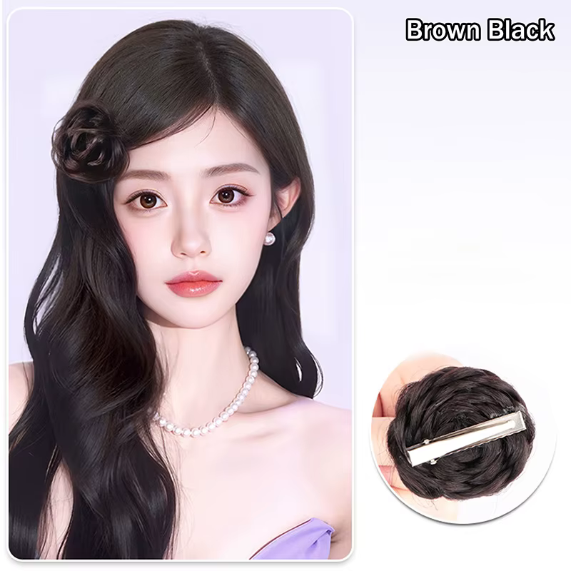 Postiche synthétique chignon avec pince à bec de canard, accessoires pour cheveux, chignon latéral R