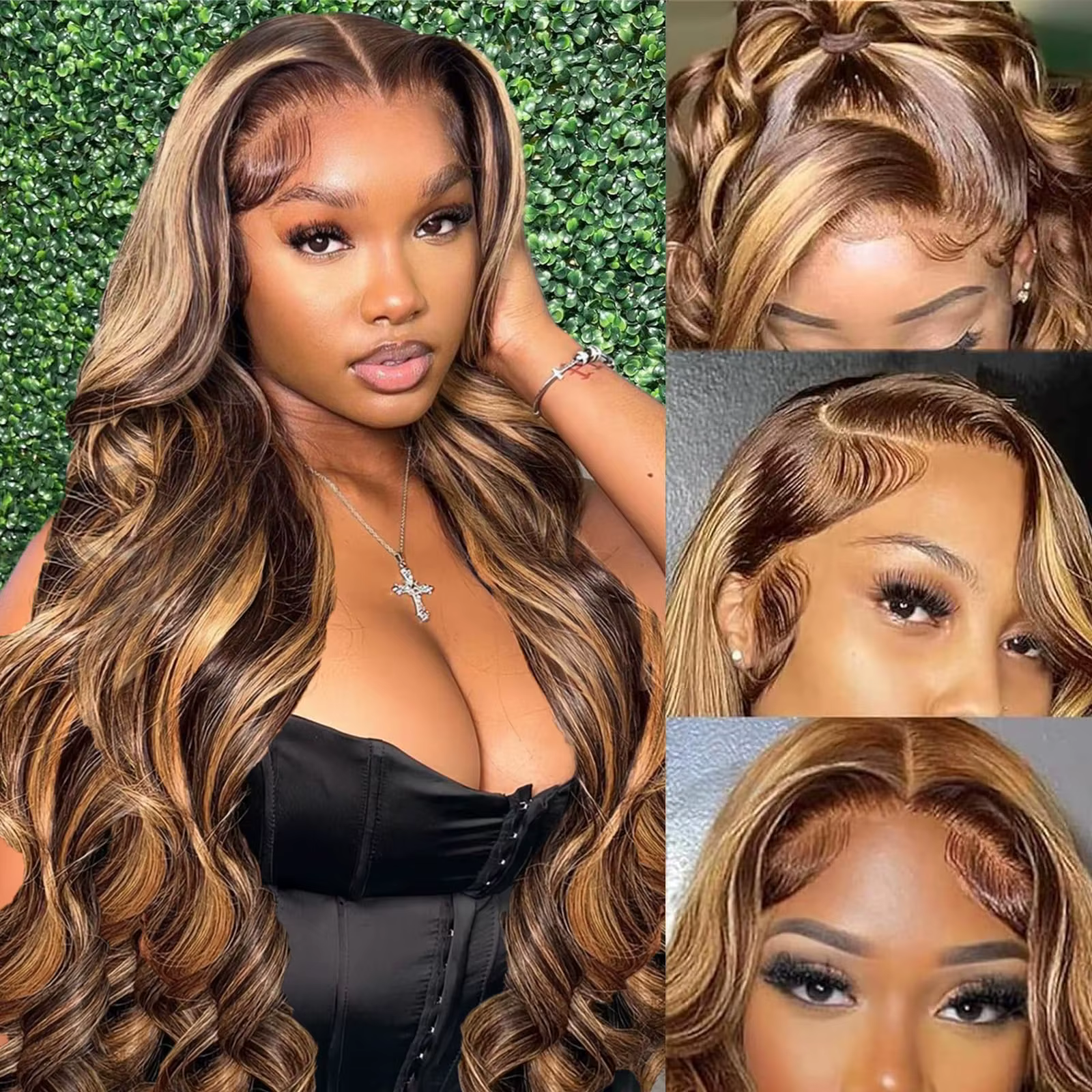 30 pouces couleur mettre en évidence perruques de cheveux humains brésilien vague de corps avant de