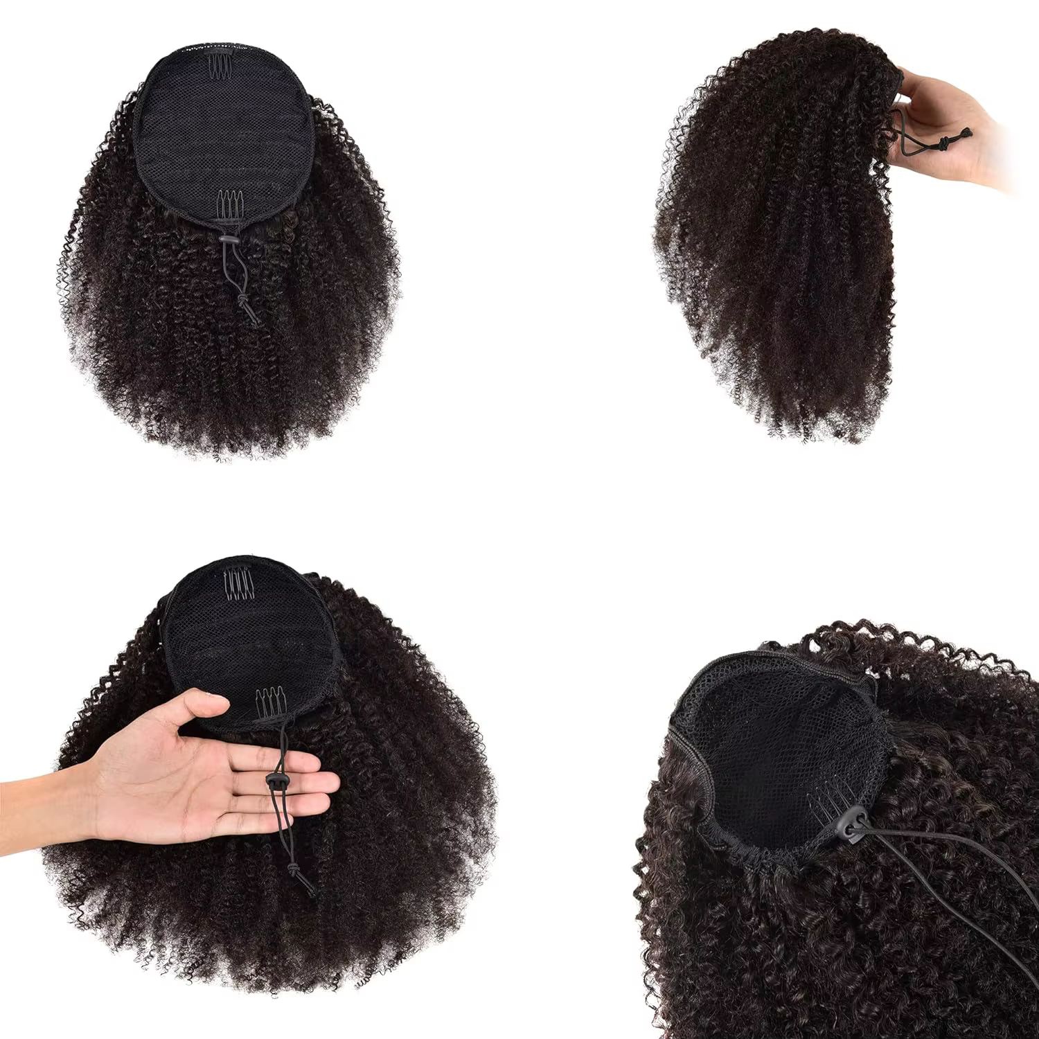 Extension de queue de cheval synthétique Afro bouffante avec cordon de serrage pour femmes noires, c