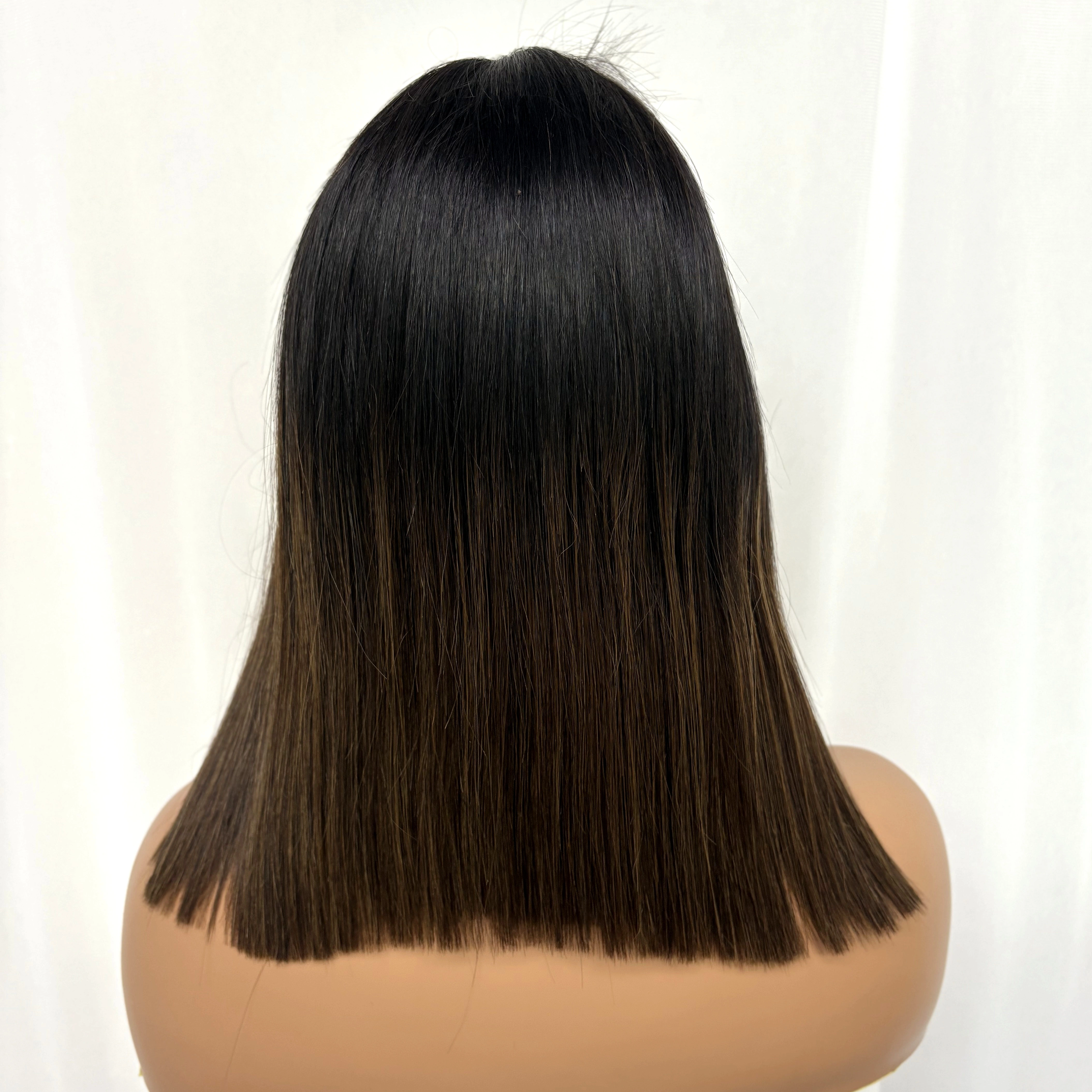 300% 2x6 HD dentelle 1BT4 chocolat brun os droit Bob perruques 16A Double dessiné cru vietnamien vie