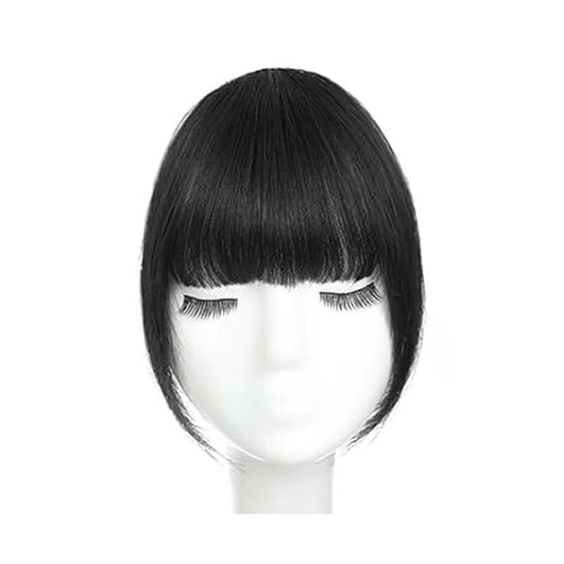 Frange à clipser 100% cheveux humains, extensions noires naturelles, franges à clipser pour femmes a