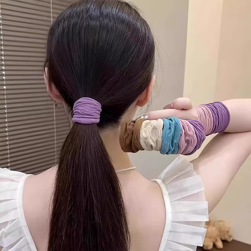 Lot de 4 chouchous solides très extensibles et larges pour femmes, attaches pour queue de cheval, él