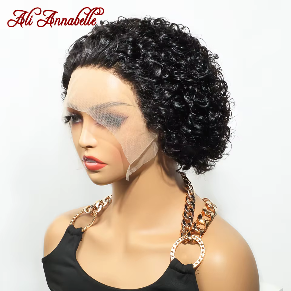 Ali Annabelle 13X1 dentelle partie bouclés Bob perruques perruques de cheveux humains pour les femme