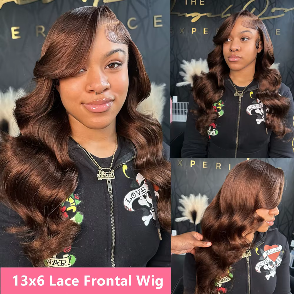 Perruque Lace Frontale Body Wave Chocolat Brun Cheveux Humains 13x6 HD Transparente 30 Pouces Pré-ép