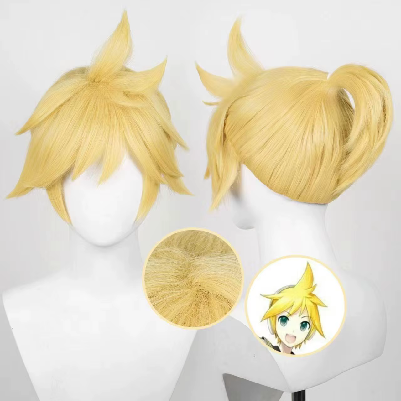 Perruque de cosplay complète Anime Vocaloid Kagamine Len & Rin, style Watergate pour les deux person
