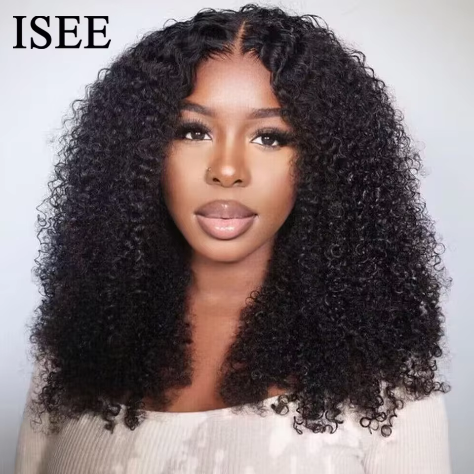 ISEE Hair Wear Go perruque sans colle courte Bob cheveux humains HD dentelle avant perruques crépus 