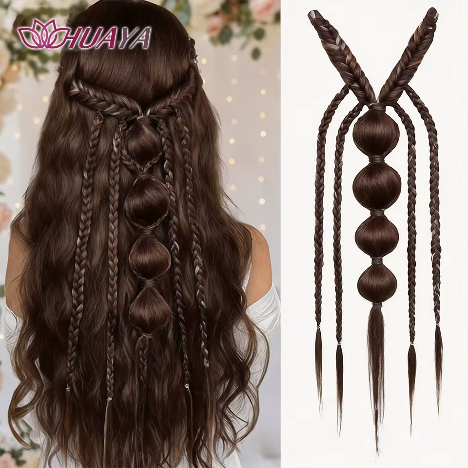 Perruque synthétique tressée de style bohème avec clip BB, légère et pratique, adaptée à un usage qu
