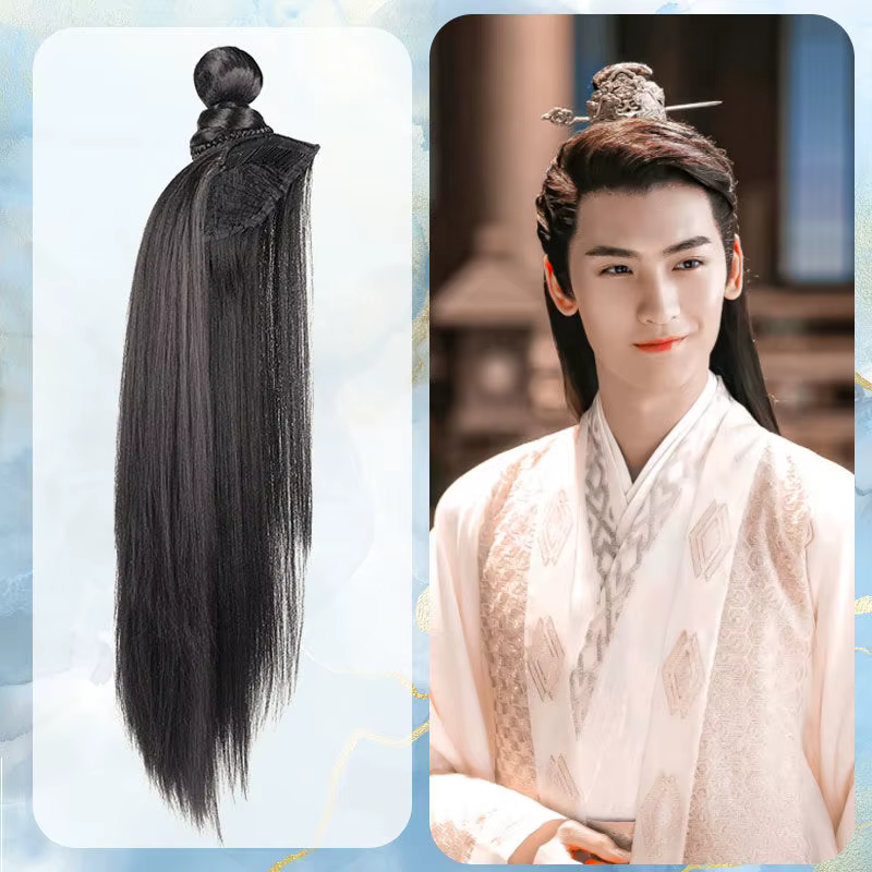 Perruque Hanfu pour homme, style chinois ancien 2026, cheveux longs tombants, pour prince charmant,