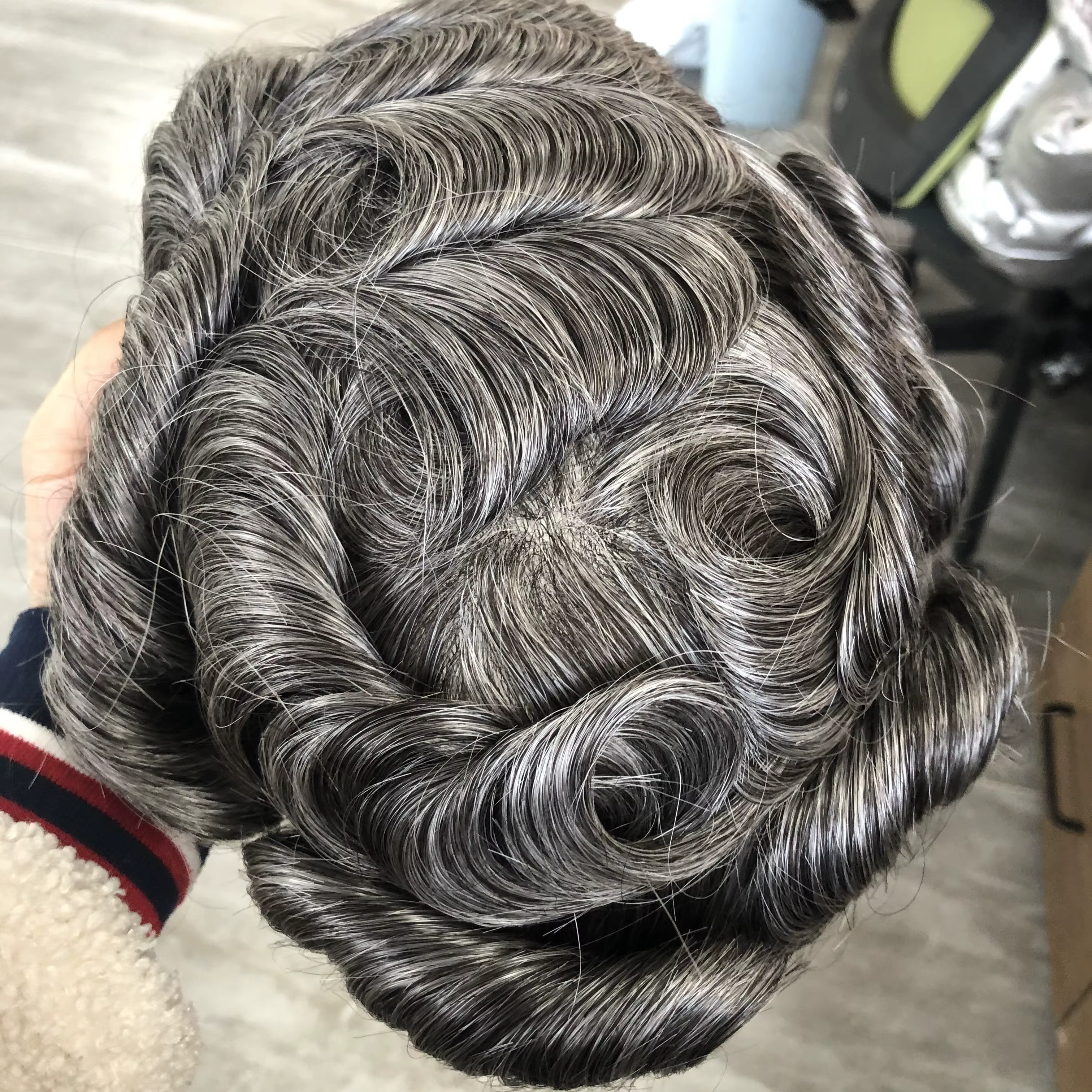 80 densité indétectable 1B65 gris hommes toupet 100% indien cheveux humains hommes perruques Super m