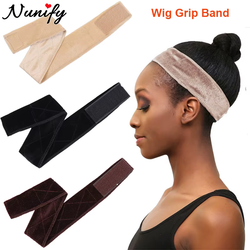 1 pièces perruque Grip bande marron velours bandeau écharpe tête bandeau de cheveux Extra tenir perr