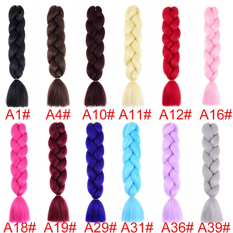 Extension capillaire synthétique tressée de 24 pouces, couleur ombrée arc-en-ciel, cheveux Jumbo ros