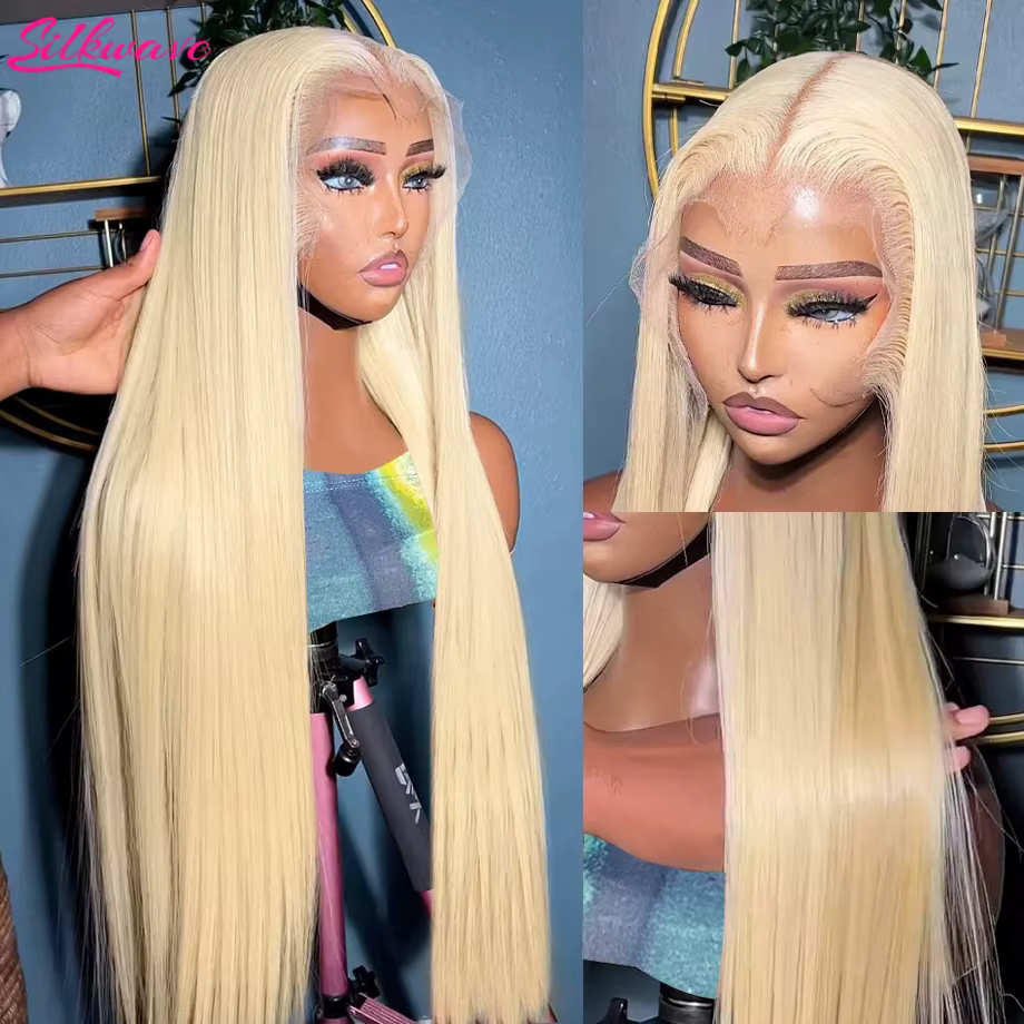 Silkwave HD Transparent 613 Blonde droite 13x4 13x6 dentelle frontale perruques de cheveux humains p