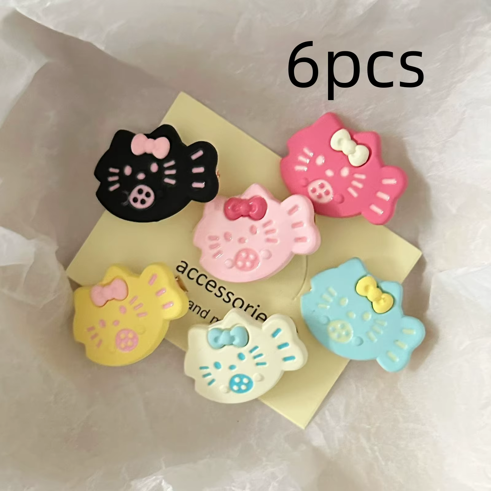 Ensemble de 6 pinces à cheveux en forme de chat mignon, accessoires pour cheveux de chat colorés ave