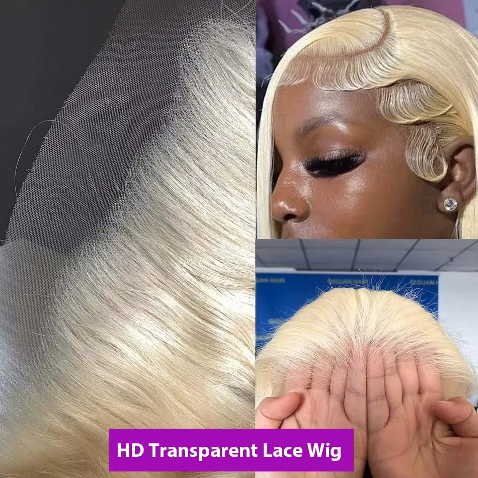 Perruque en cheveux humains blonds de 30 pouces, lisse, avec dentelle frontale HD 613, 13x6, 13x4, o