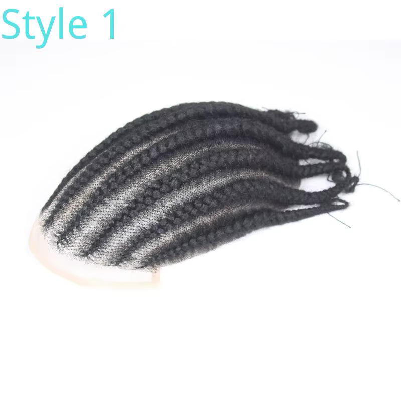 Cornrow tresses Afro toupet cheveux pour hommes 6 '' vrais cheveux humains pleine dentelle cheveux p